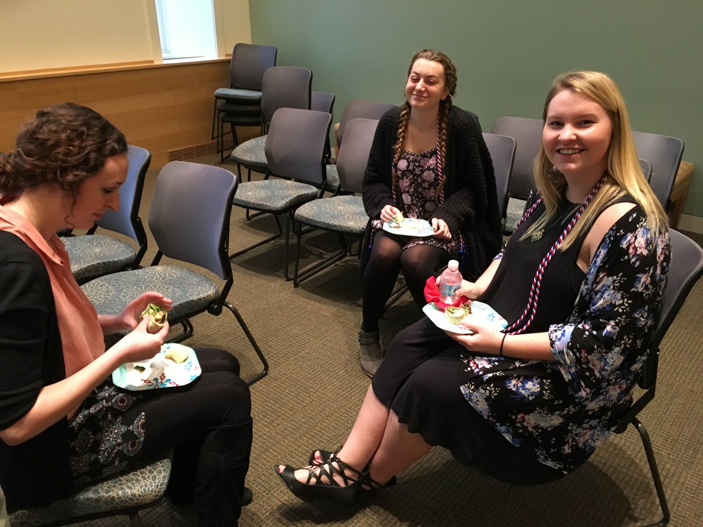 Anna, Mallory, and Juliet at Pi Delta Phi Inductions