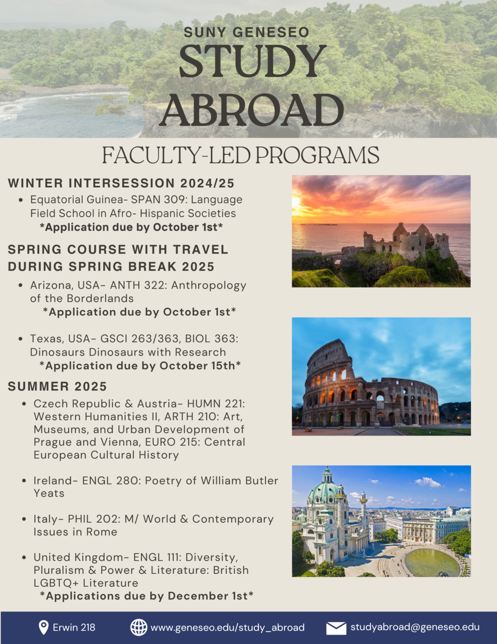 Study Abroad Faculty-led Program Offerings