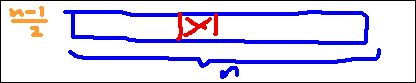 [Remove One of n Elements (Middle), Divide Remaining n-1 in Half]