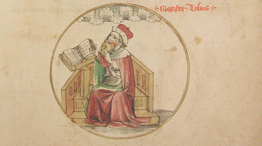 Man in medieval clothes with book