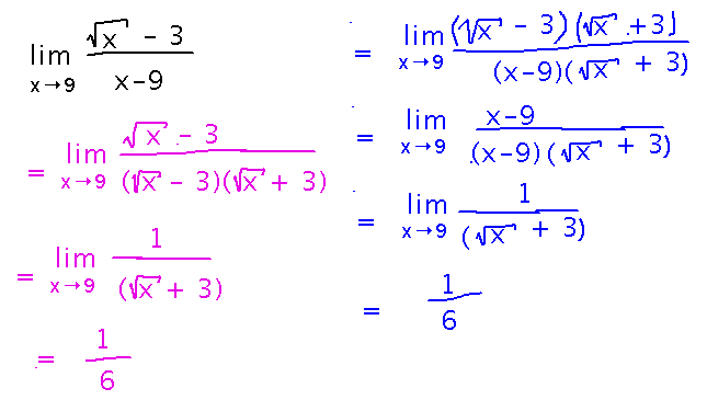 Simplify a limit both by factoring and using the conjugate
