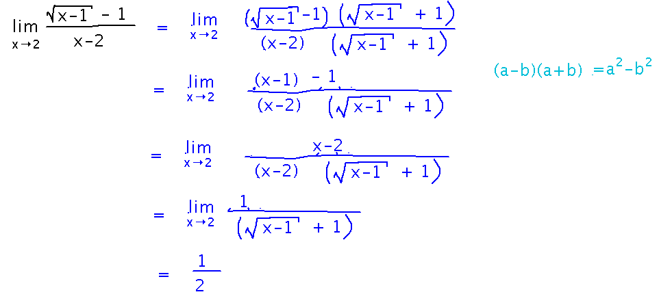 Multiplying numerator and denominator by conjugate of numerator leads to cancellation