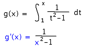 Derivative of integral is the integrand applied to x