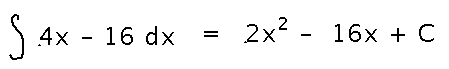 Integral of 4x plus 16 is 2 x squared plus 16 x