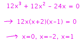 Solving for x at which derivative is 0 yields 0, 1, and minus 2