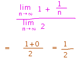 Numerator limit is 1, denominator 2