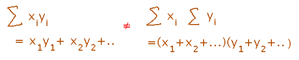 Sum of x times y expands differently from sum of x times sum of y
