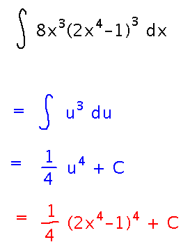Integrate u to the 3rd and then substitute the value of u into the result