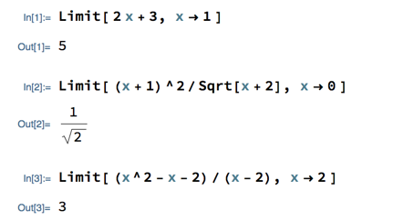 Example of the Mathematica Limit function