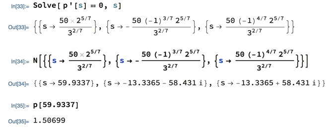 Finding values where derivative of power function is 0 with Mathematica