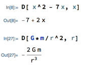 Using Mathematica's D function to take derivatives