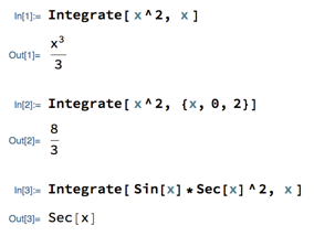 Using Mathematica Integrate function for definite and indefinite integrals