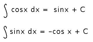 Integral of cosine is sine, integral of sine is negative cosine