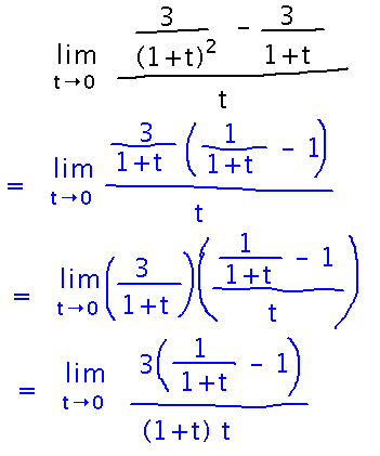 Factor 3/(1+t) out of numerator, then multiply (1+t) into original denominator