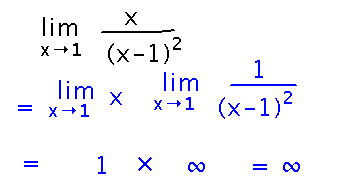 Limit of fraction is product of limits of numerator and one over denominator