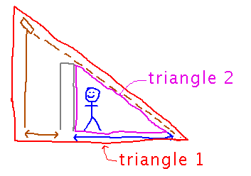 Triangle involving pole, ground and camera sight line vs triangle involving wall, ground, and sight line