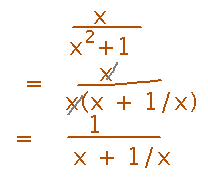 Factor x out of denominator x squared plus 1 to get x plus 1 over x