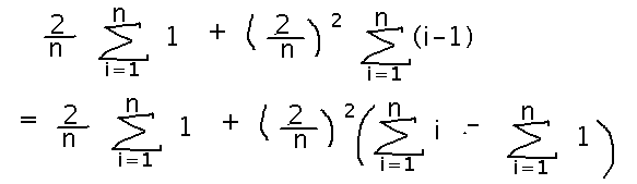 Summation of i minus 1 is summation of i minus summation of 1