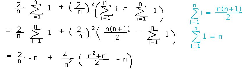 Replace summations of i and 1 with their closed forms