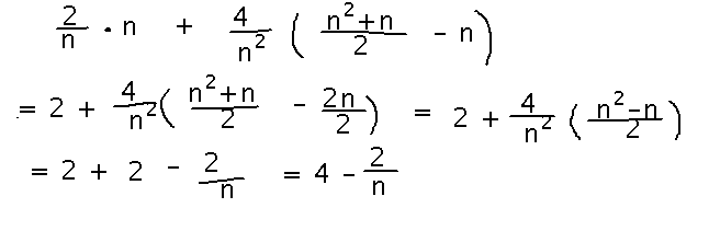 Simplify closed form of summation to 4 minus 2 over n