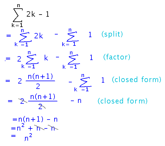 Sum decomposed and simplified algebraically