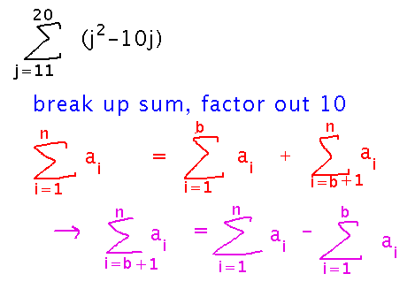 Sum from 1 to n splits into sum from 1 to b plus sum from b plus 1 to n
