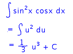 Antiderivative of u squared is one third u cubed