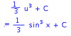 One third u cubed becomes one third sine cubed