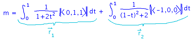 Sum of integrals over path 1 and path 2