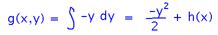 Integrate -y to get -y^2/2 + h(x) as stream function