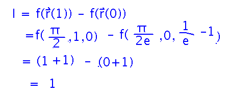 Evaluating f(r(1)) - f(r(0)) yields 1