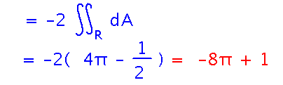 -2 times area of circle with triangle removed is -8 pi + 1