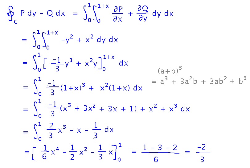 Integrate dP/dx + dQ/dy over region to find flux