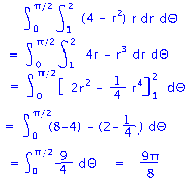 Volume integral evaluates to 9 pi / 8