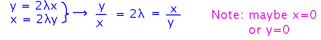 x/y = y/x, but note that x or y could also be 0