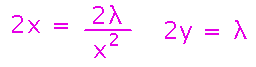 2 equations relating x, y, and lambda