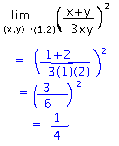 Insert a and b values into f(x,y) to find limit as long as f is defined at (a,b)