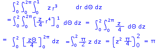 Evaluating 3 integrals around density yields a mass of pi units