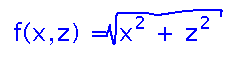 f(x,z) = sqrt( x^2 + z^2 )