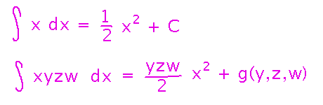 Multivariable indefinite integral has vague g(y,z,w) as 