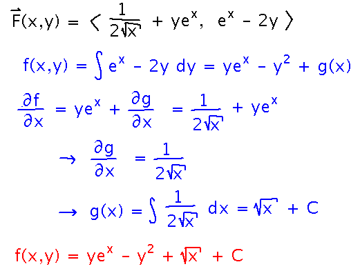 Integrate y component of field, then differentiate wrt x to find terms depending on x