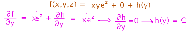 Derivative of f wrt y equals y component of field, implying h(y) is just a constant