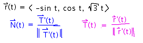 Formulas for unit tangent and principal unit normal