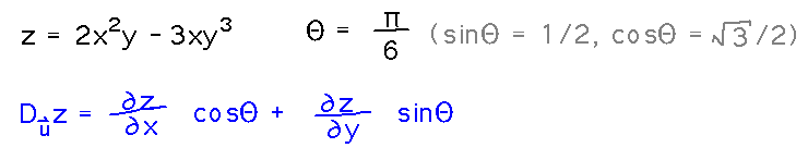 Directional derivative is dz/dx cos(Theta) + dz/dy sin(Theta)