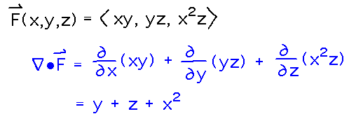 Calculate divergence by adding partial derivatives of the field