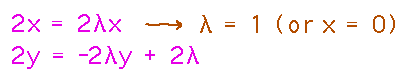 2x = 2 lambda x implies lambda = 1