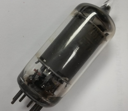Photograph of a glass-enclosed electronic tube