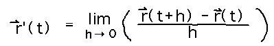 r'(t) is the limit as h approaches 0 of r(t+h) - r(t) all divided by h