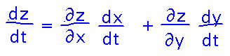 Derivative of z with respect to t as sum of products of other derivatives