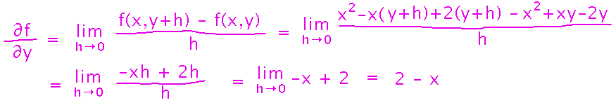 Evaluating partial derivative with respect to y as a limit involving x and y plus h